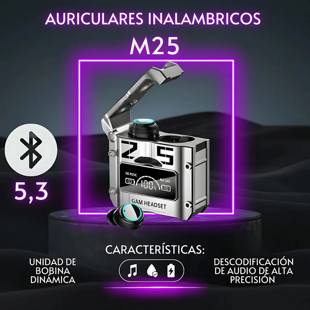 🎧 Auriculares Inalámbricos M25 – Sonido potente, estilo gamer y libertad total 🎧