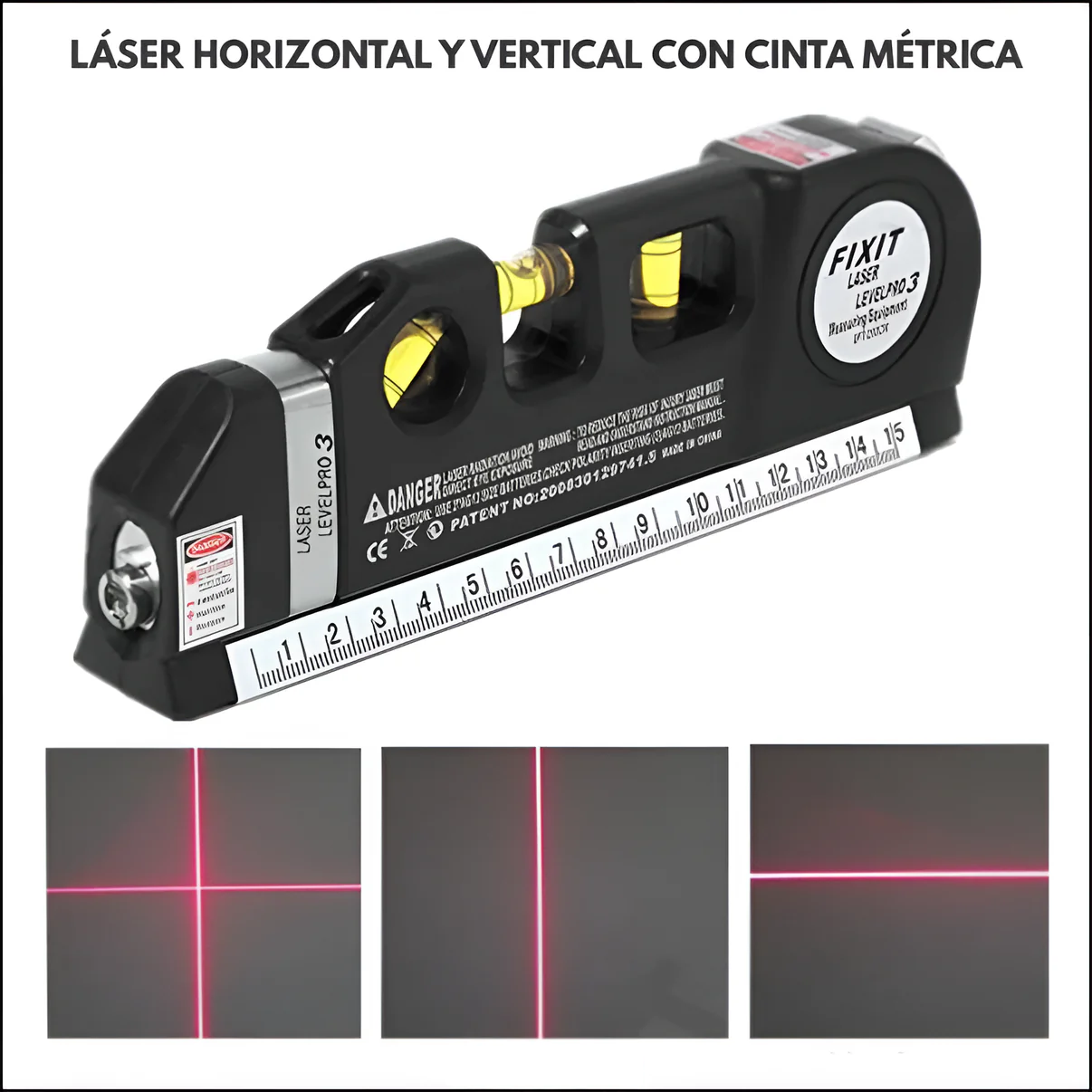 Láser Horizontal y Vertical con Cinta Métrica Integrada para Máxima Precisión en Todos tus Proyectos