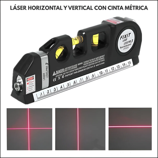 Láser Horizontal y Vertical con Cinta Métrica Integrada para Máxima Precisión en Todos tus Proyectos