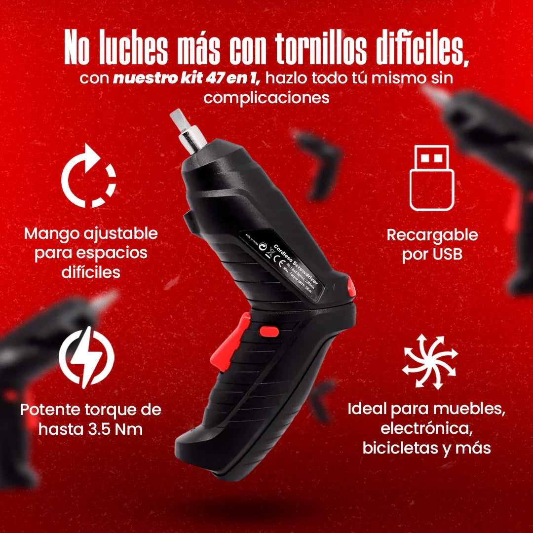 DESTORNILLADOR INALAMBRICO 47 PIEZAS + Envio GRATIS