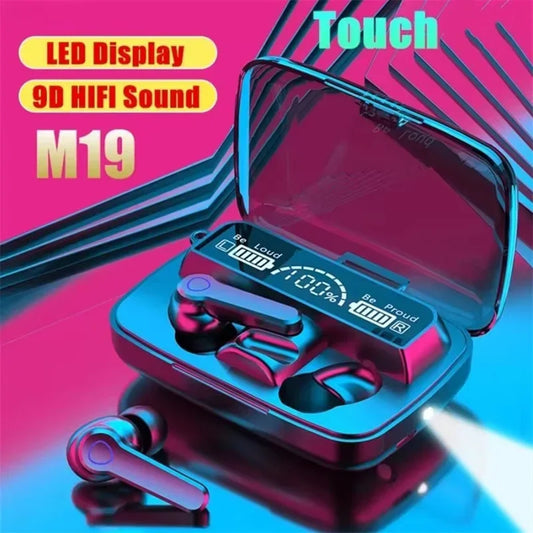 Audífonos Inalámbricos M19 con Pantalla – Sonido potente y batería que rinde más