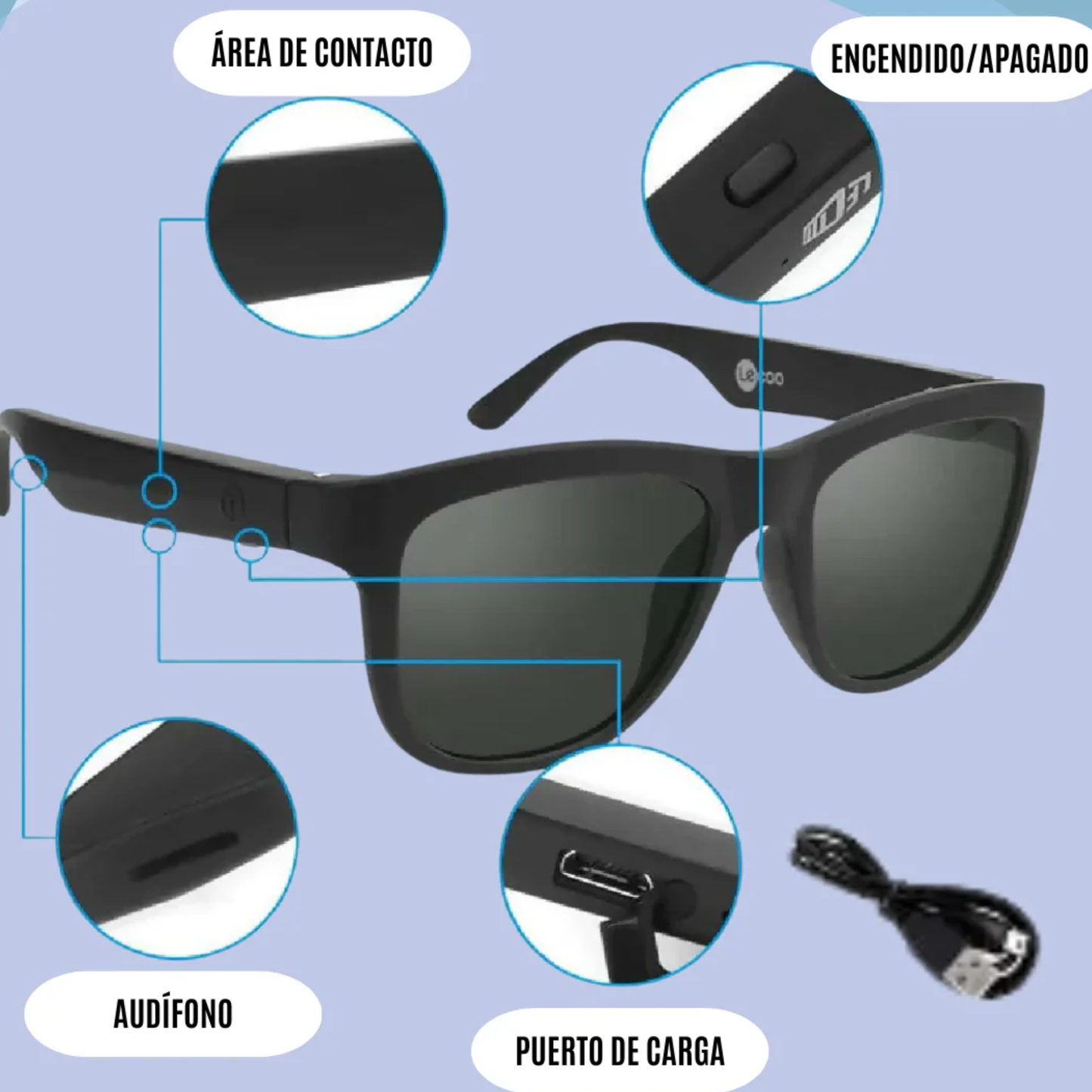 Gafas Inalámbricas con Audio , diseño deportivo y urbano
